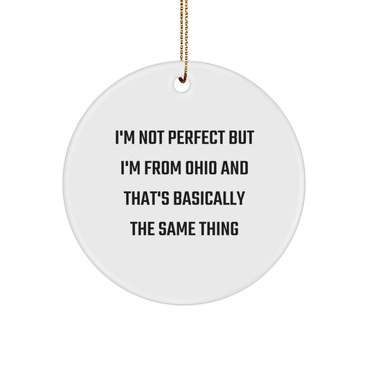 Funny Ohio Circle Ornament Gifts from Friends and Family for Ohio Men and Women - Christmas Unique Gifts - Image 1