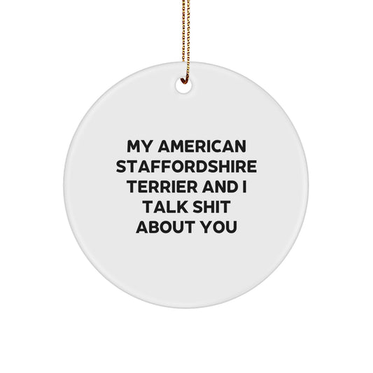 Funny American Staffordshire Terrier Dog Circle Ornament Gifts from Friends for Christmas Unique Decorations - Image 1