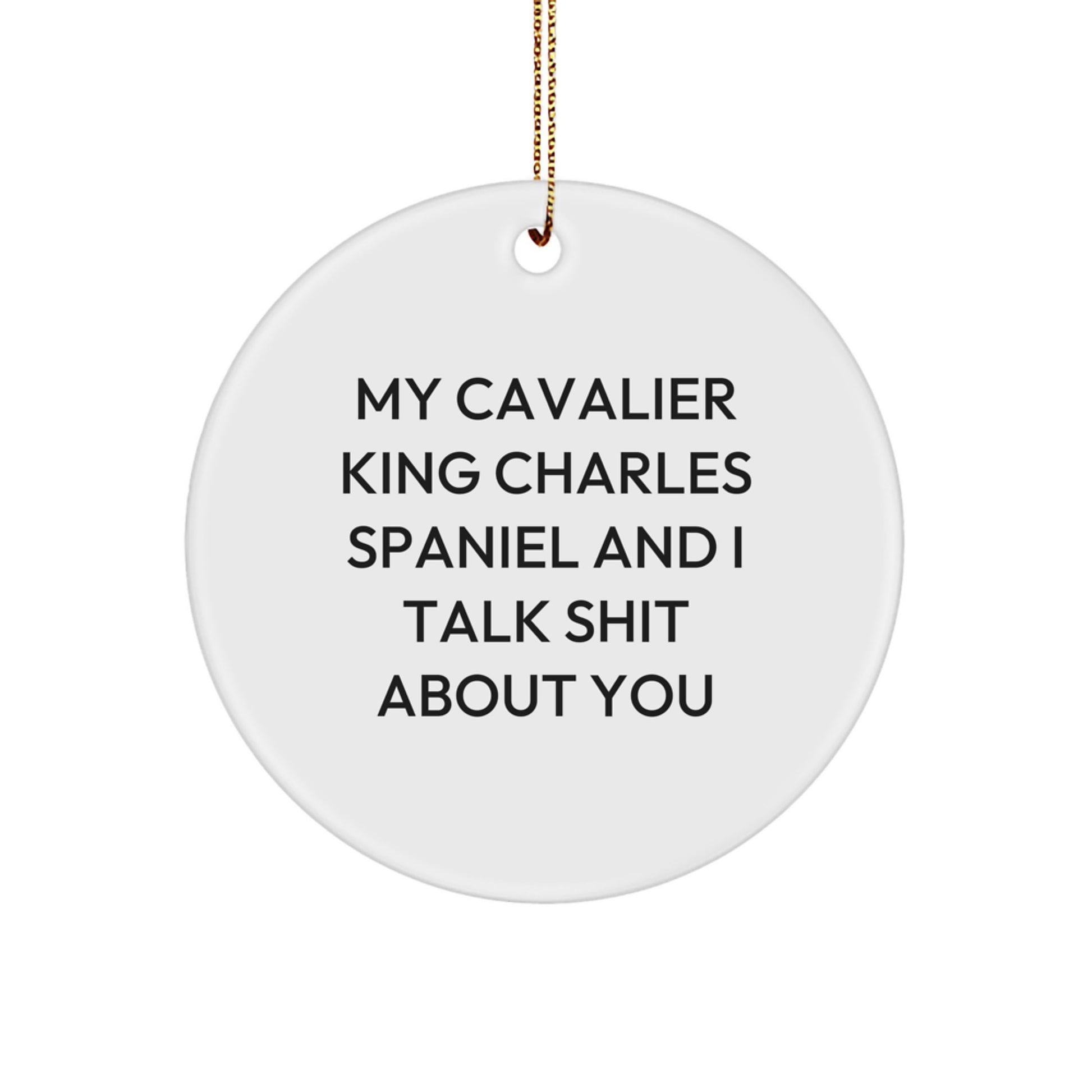 Funny Christmas Unique Gifts for Cavalier King Charles Spaniel Dog Lovers, My Cavalier King Charles Spaniel And I Talk Shit About You Circle Ornament, Gifts from Family Friends - Image 1