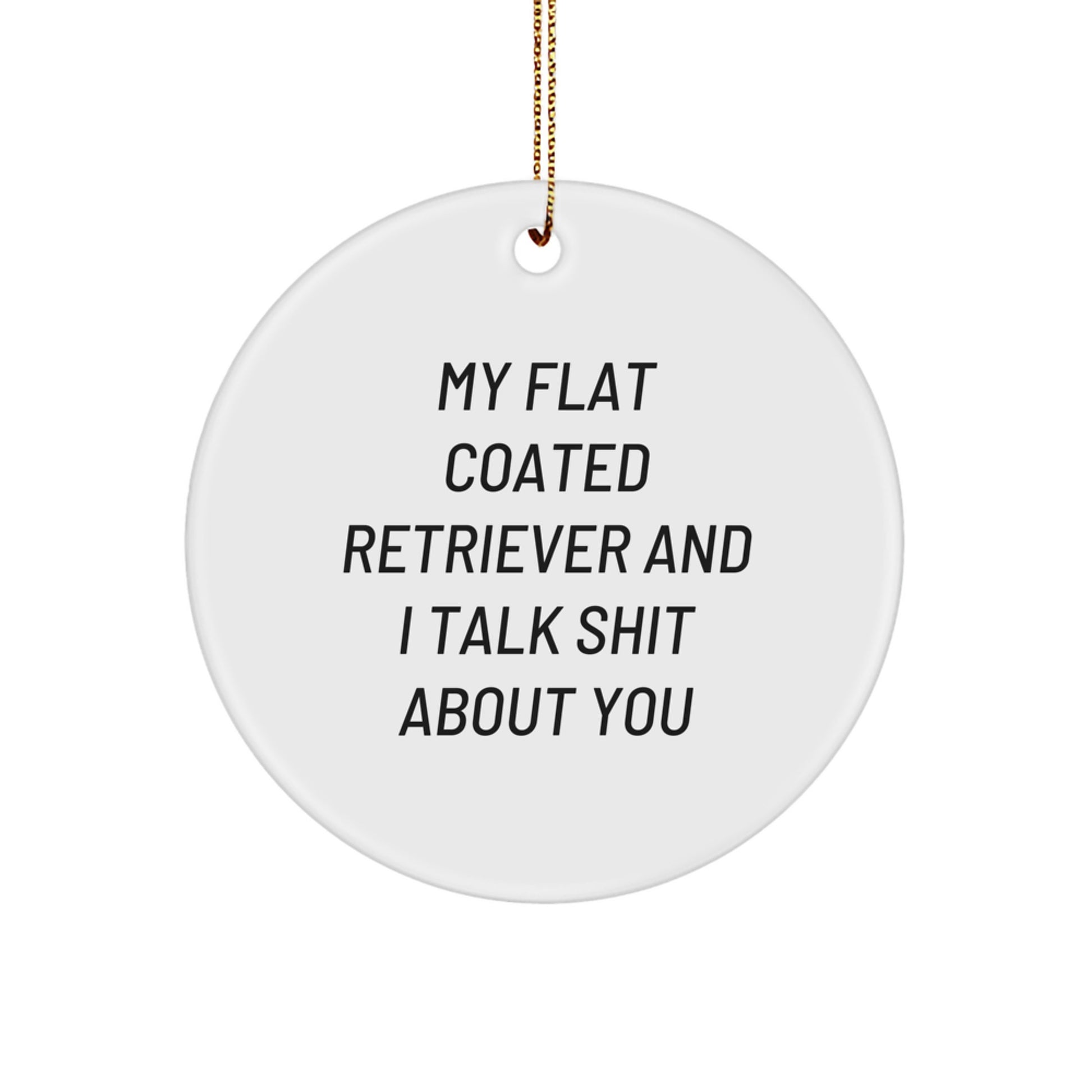 Funny Flat Coated Retriever Dog Gifts from Friends for Men and Women - 'My Flat Coated Retriever And I Talk Shit About You' Christmas Unique Circle Ornament - Image 1