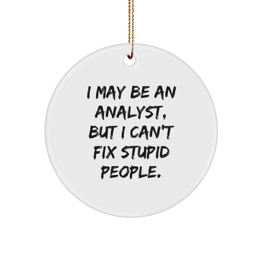 Funny Analyst Gifts, I May Be An Analyst But I Can't Fix Stupid People, Circle Ornament Gifts for Analyst Men Women Friends - Image 1