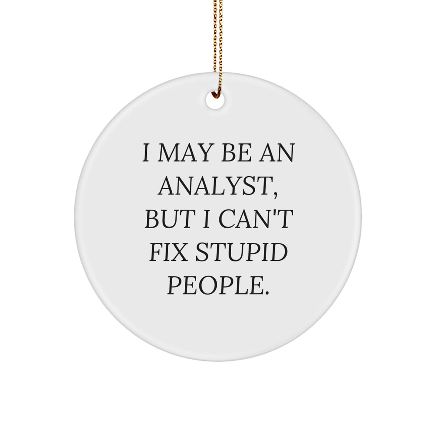 Funny Analyst Gifts from Men, Unique Christmas Unique Circle Ornament for Analyst Office Decor, I May Be An Analyst, But I Can't Fix Stupid People. - Image 1