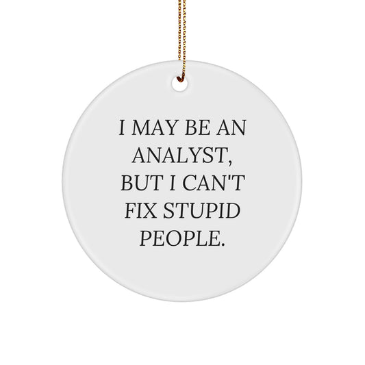 Funny Analyst Gifts from Men, Unique Christmas Unique Circle Ornament for Analyst Office Decor, I May Be An Analyst, But I Can't Fix Stupid People. - Image 1