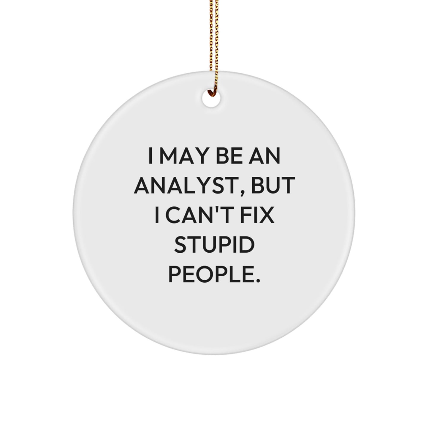 Funny Analyst Gifts from Friends, I May Be An Analyst, But I Cant Fix Stupid People. Christmas Unique Circle Ornament for Coworkers - Image 1