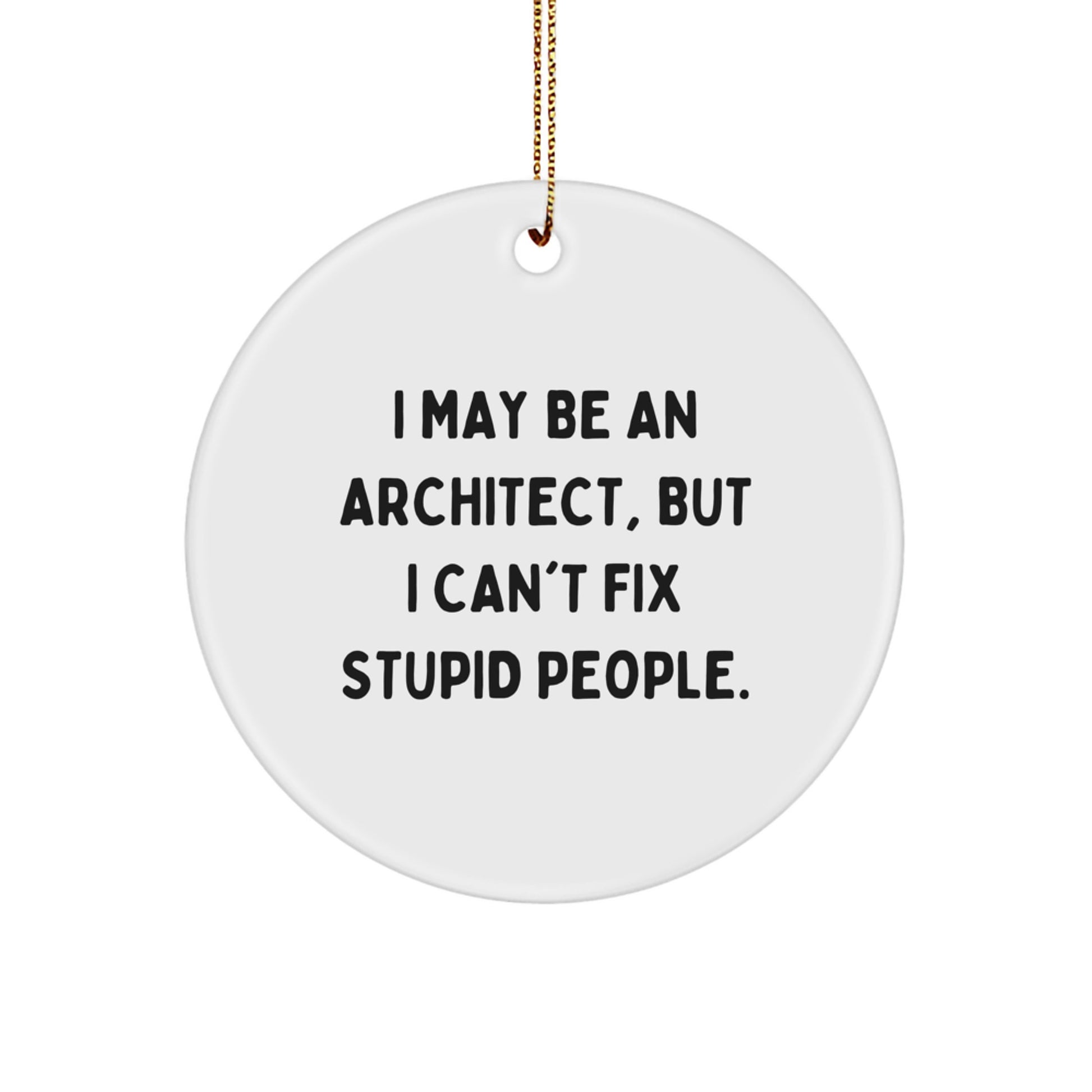 Funny Architect Gifts for Men Women Friends - I May Be An Architect But I Cant Fix Stupid People Christmas Circle Ornament - Image 1