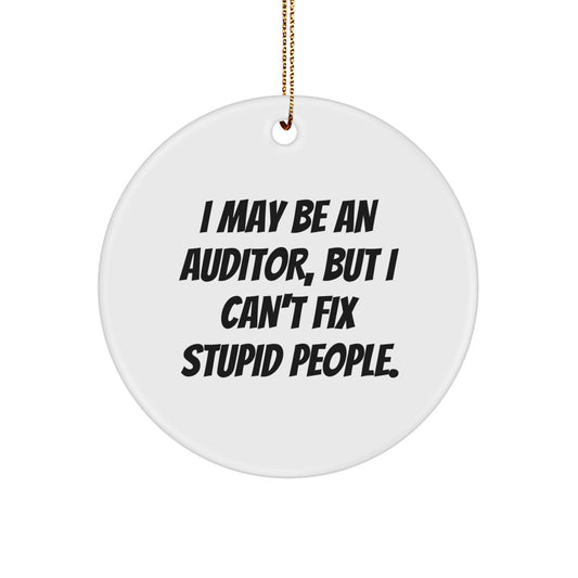 Funny Auditor Gifts for Men, Women - I May Be An Auditor, But I Can't Fix Stupid People. Christmas Unique Circle Ornament from Friends - Image 1