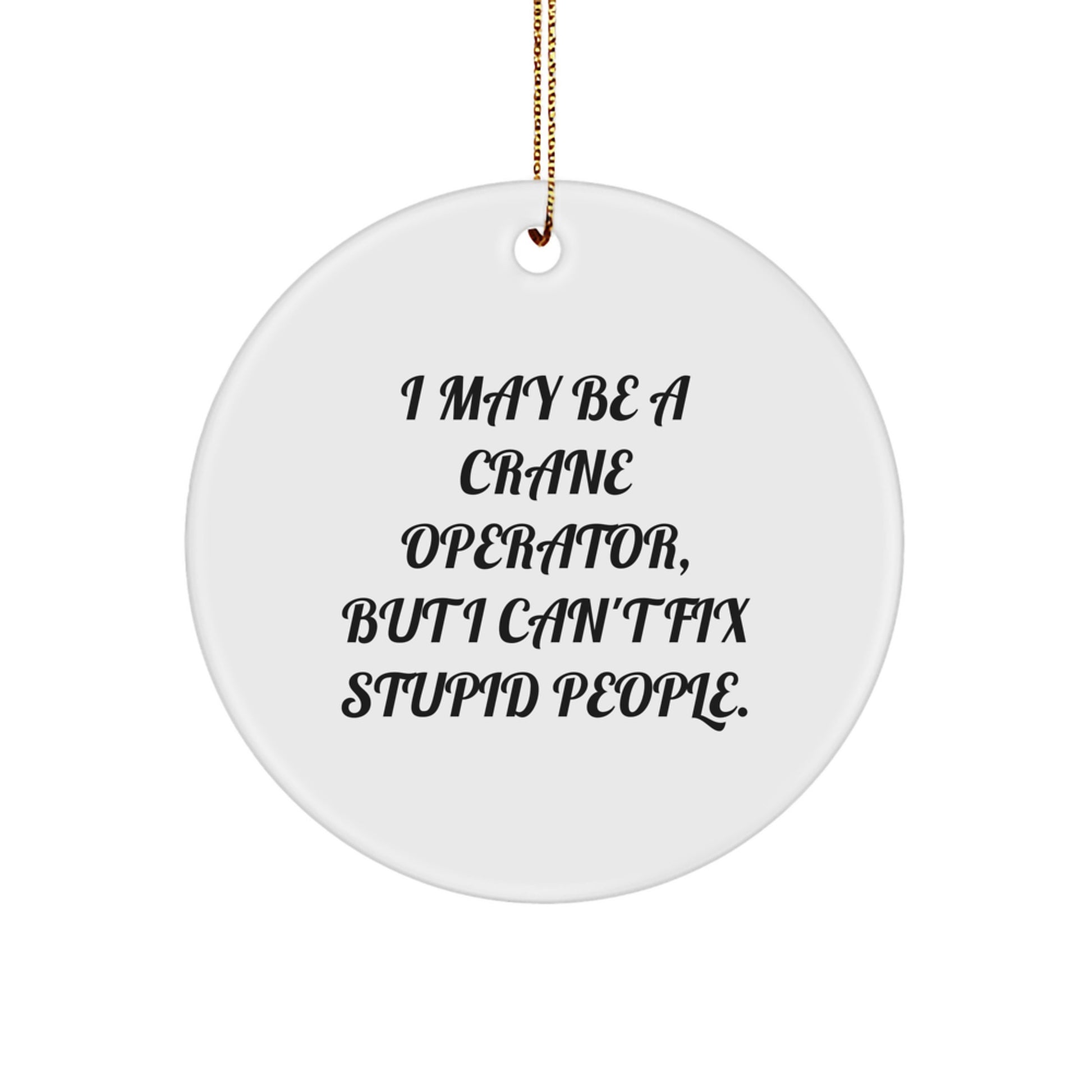 Funny Crane Operator Gifts for Men, Unique Circle Ornament with 'I May Be A Crane Operator, But I Can't Fix Stupid People.', Christmas Decorations Gifts from Husband to Son - Image 1