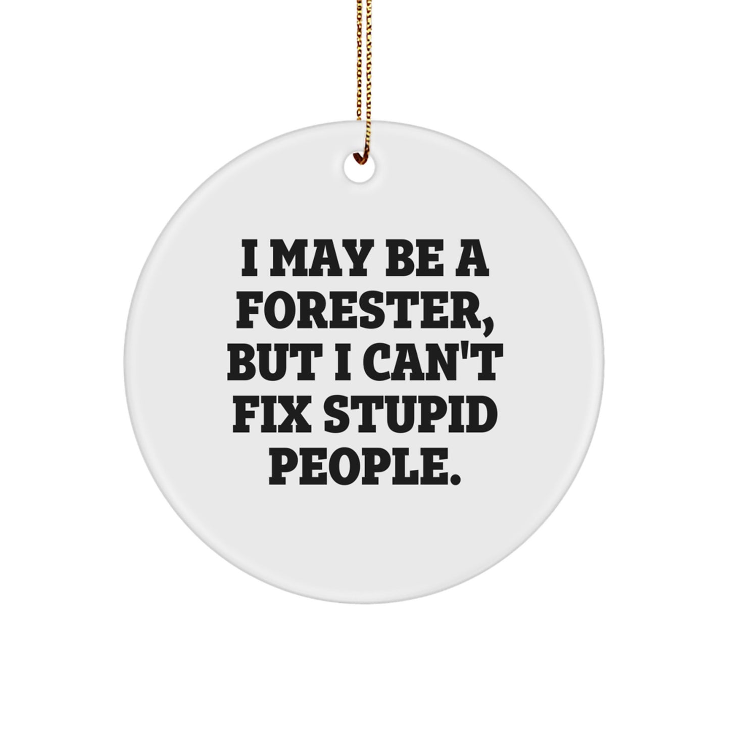 Funny Forester Gifts for Men, 'I May Be A Forester, But I Can't Fix Stupid People' Christmas Unique Circle Ornament, Gifts from Friends or Family - Image 1