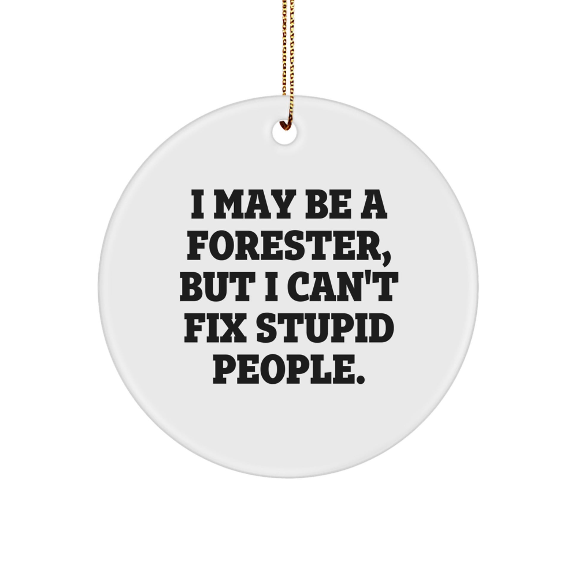 Funny Forester Gifts for Men, 'I May Be A Forester, But I Can't Fix Stupid People' Christmas Unique Circle Ornament, Gifts from Friends or Family - Image 1
