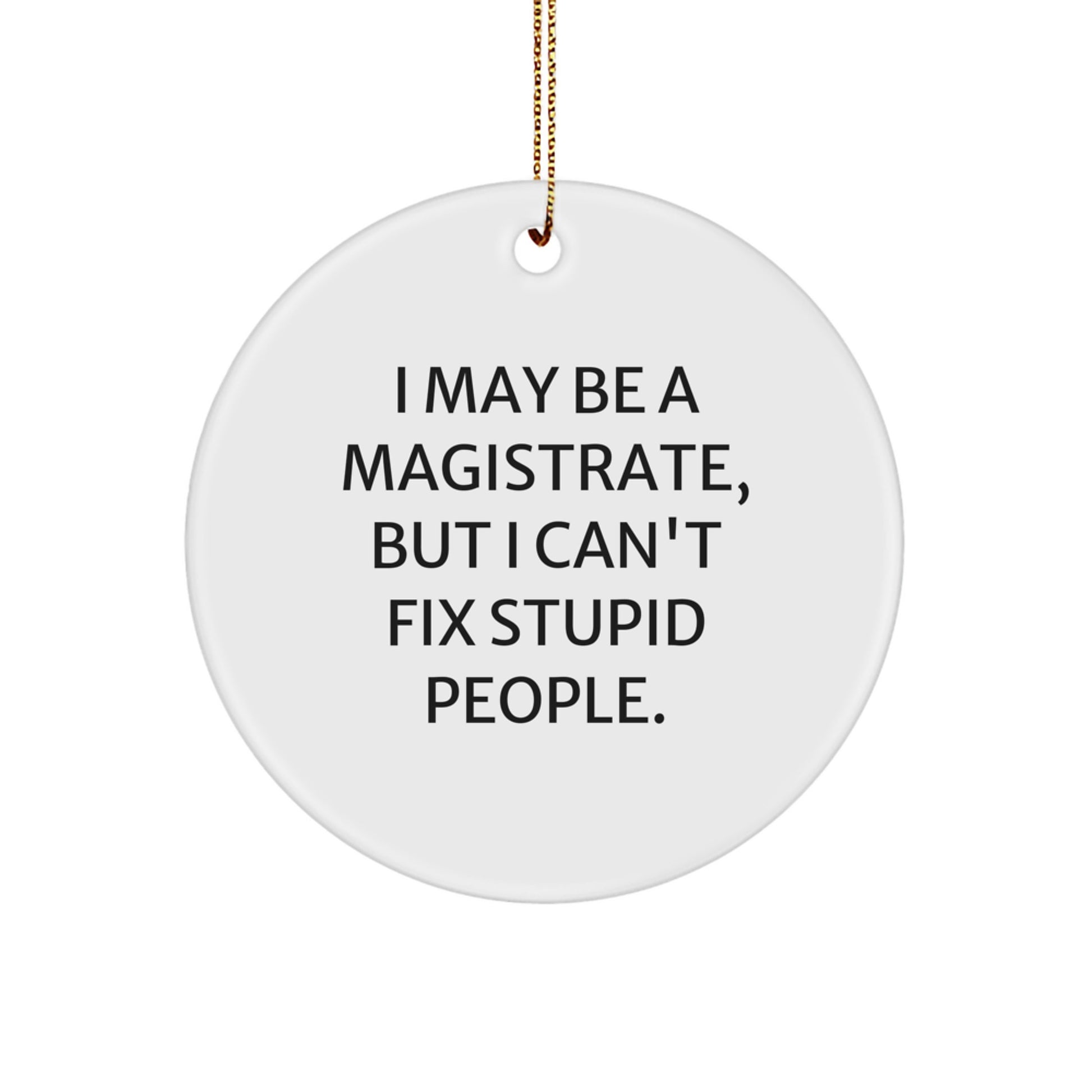 Funny Magistrate Gifts for Men, 'I May Be A Magistrate, But I Can't Fix Stupid People' Circle Ornament, Christmas Unique Gifts from Friends - Image 1
