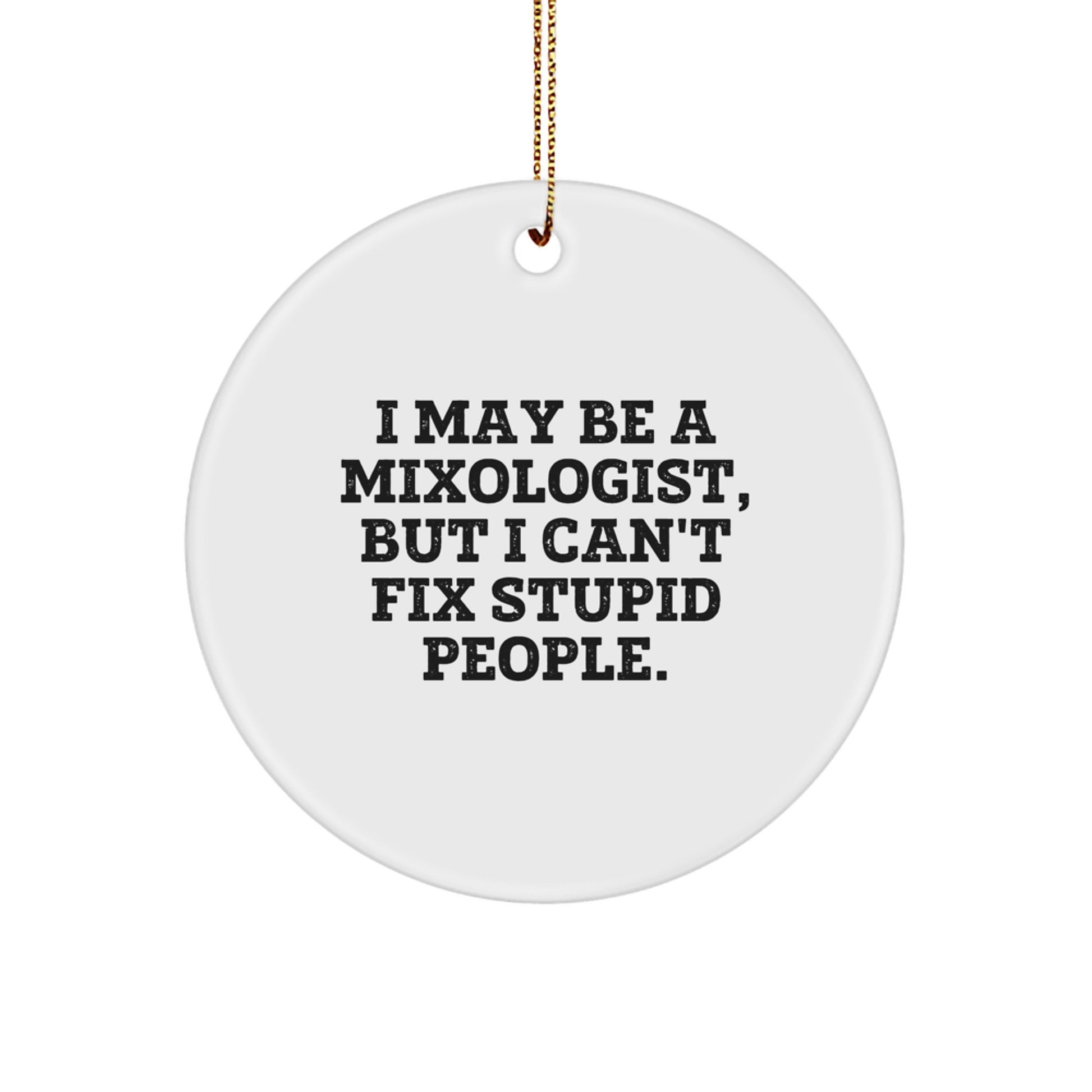 Funny Mixologist Gifts for Men Friends from 'I May Be A Mixologist, But I Can't Fix Stupid People.', Circle Ornaments for Christmas - Image 1