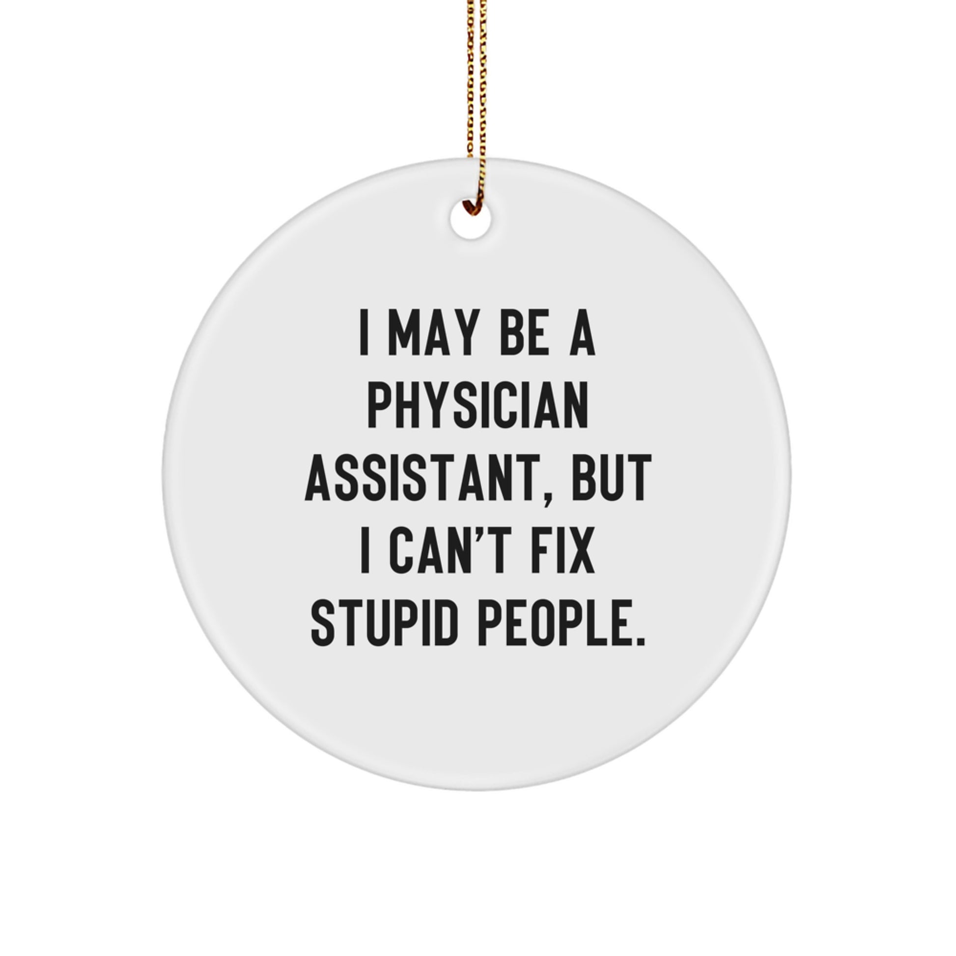 Funny Physician Assistant Gifts from Friends for Christmas Unique Ornament, 'I May Be A Physician Assistant, But I Can't Fix Stupid People.' - Image 1