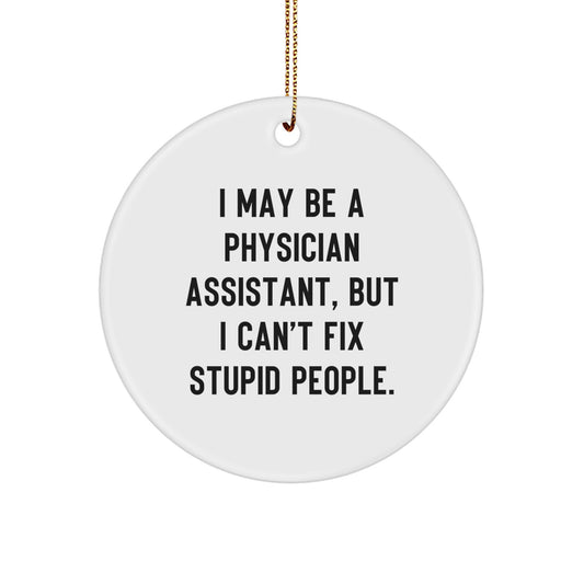 Funny Physician Assistant Gifts from Friends for Christmas Unique Ornament, 'I May Be A Physician Assistant, But I Can't Fix Stupid People.' - Image 1