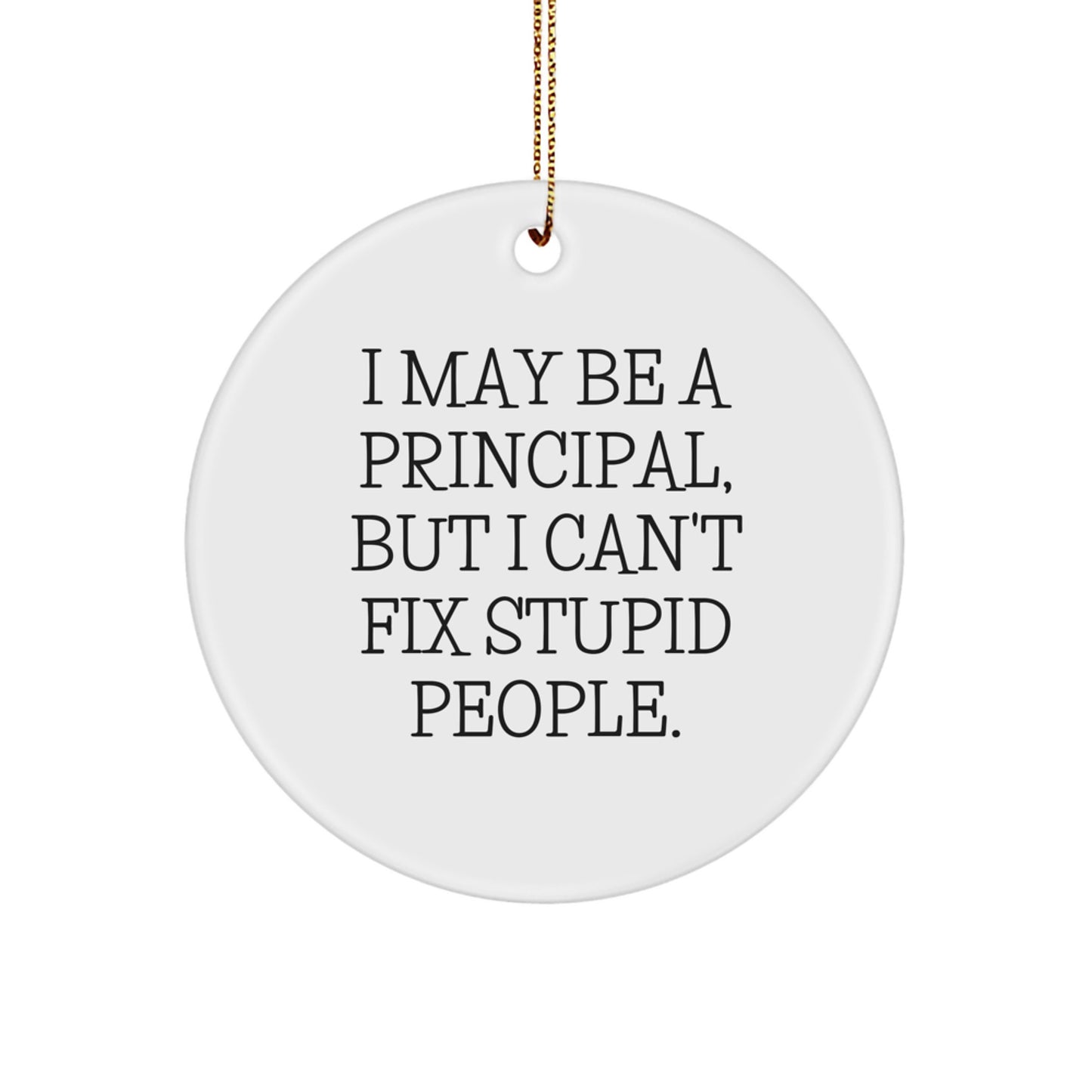 Funny Principal Gifts from Men for Men - I May Be A Principal, But I Can't Fix Stupid People. Christmas Ornament - Image 1