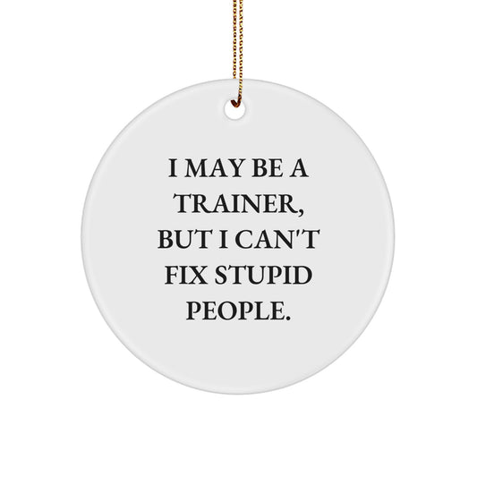 Funny Trainer Gifts from Friends and Family - Christmas Unique Ornaments for Trainers with 'I May Be A Trainer, But I Can't Fix Stupid People.' Quote - Image 1