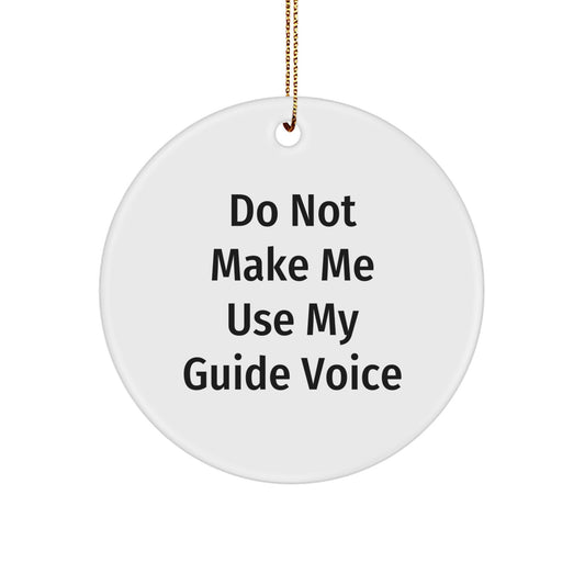 Funny Guide Gifts from Friends for Christmas Circle Ornaments 'Do Not Make Me Use My Guide Voice' - Image 1