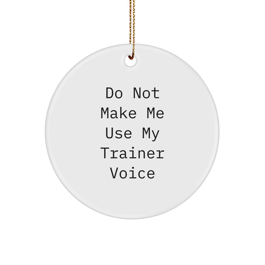 Funny Trainer Gifts from Friends for Christmas Unique Circle Ornament, Don't Make Me Use 'My Trainer Voice' Circle Shape - Image 1