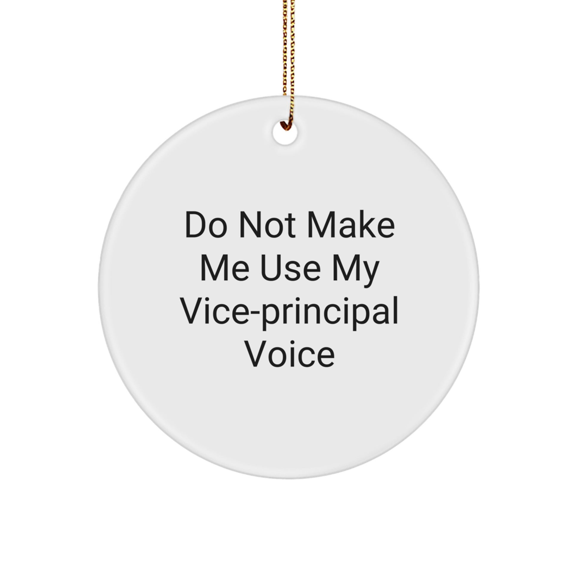 Funny Vice-principal Gifts from Friends - Do Not Make Me Use My Vice-principal Voice Circle Ornament, White, for Vice-principal, Vice-principal Christmas Unique Gifts - Image 1