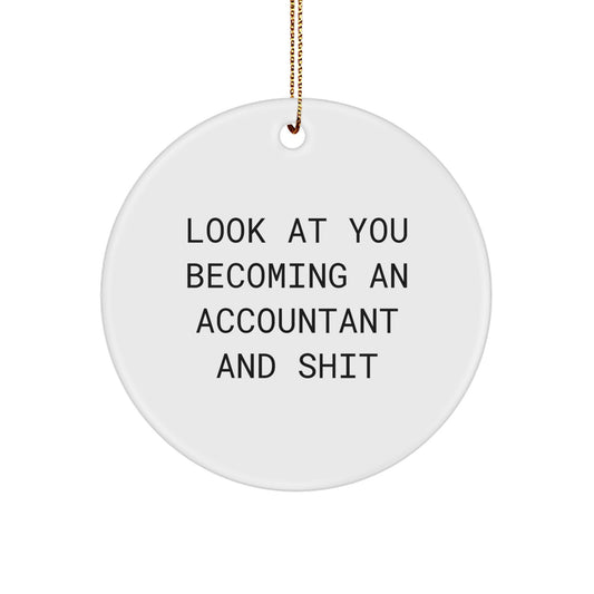 Funny Accountant Gifts from Friends - Look At You Becoming an Accountant and Shit - Circle Ornament, Christmas Unique Decorations - Image 1