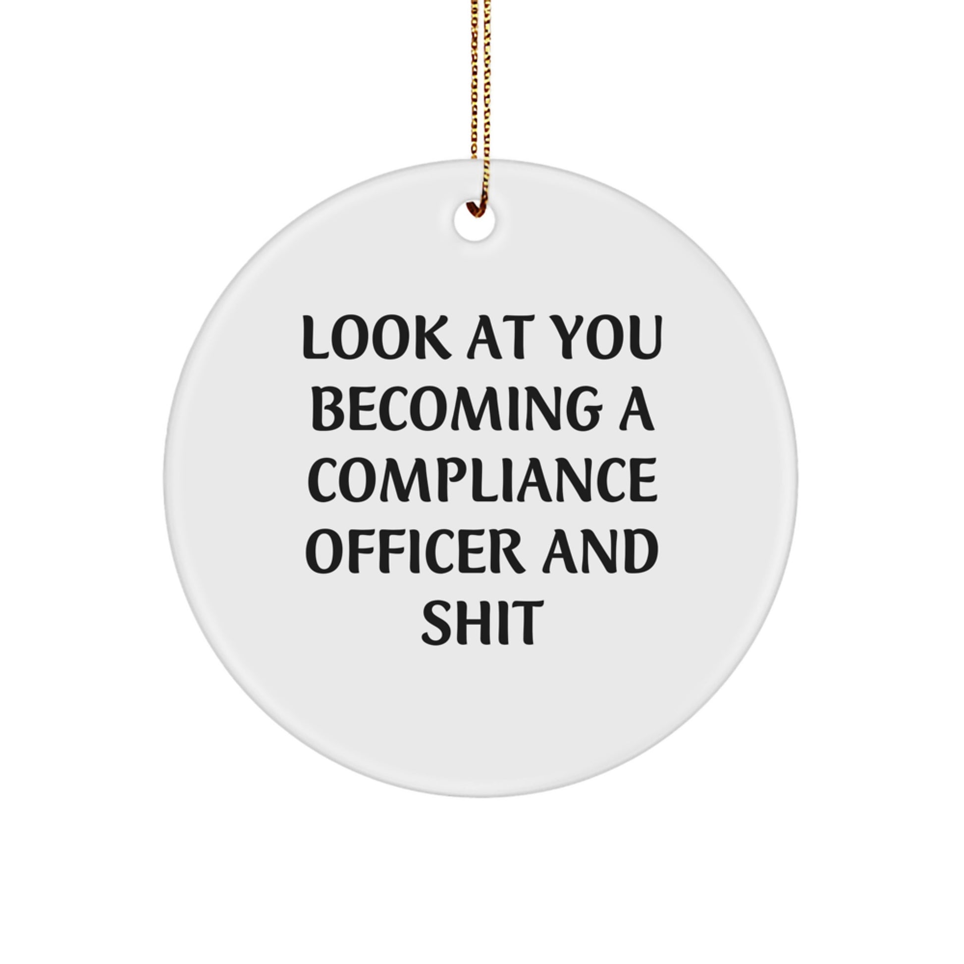 Funny Compliance Officer Circle Ornament, Gifts for Men, Women, Friends, Coworkers, 'Look At You Becoming A Compliance Officer And Shit' Christmas Unique - Image 1