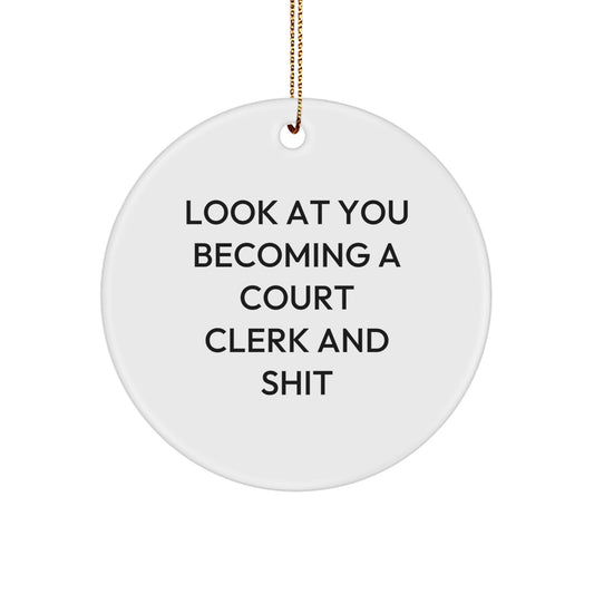 Funny Court Clerk Circle Ornament Gifts from Friends for Christmas - Image 1