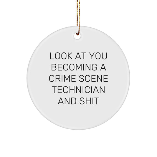 Funny Crime Scene Technician Circle Ornament Gifts from Family to Friends for Christmas Unique - Image 1
