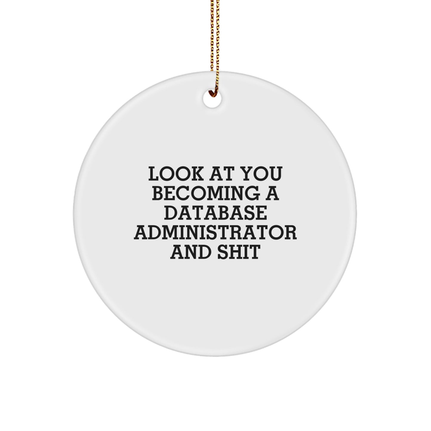 Funny Database Administrator Christmas Circle Ornament Gifts from Friends - 'Look At You Becoming A Database Administrator And Shit' for Men Women Coworkers Family - Image 1