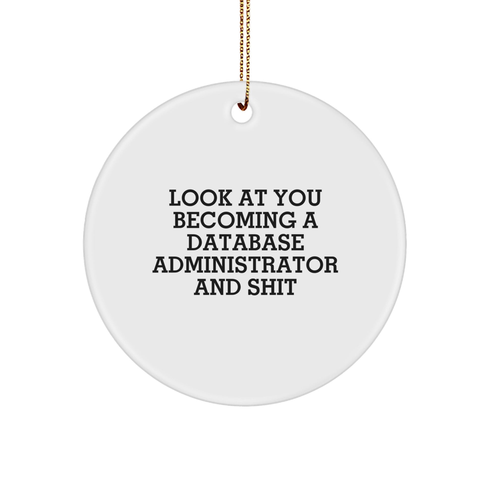 Funny Database Administrator Christmas Circle Ornament Gifts from Friends - 'Look At You Becoming A Database Administrator And Shit' for Men Women Coworkers Family - Image 1