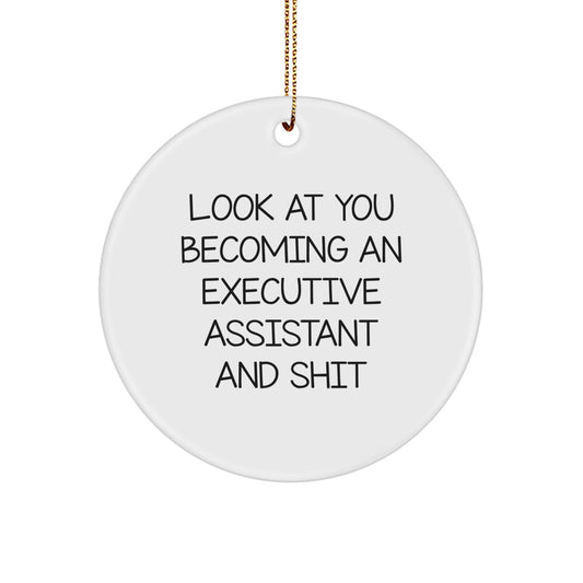Executive Assistant Gifts, Funny Quote Circle Ornament, Gifts from Women to Friends, Perfect Christmas Unique Gifts for Men or Women, Look At You Becoming An Executive Assistant And Shit Decor - Image 1