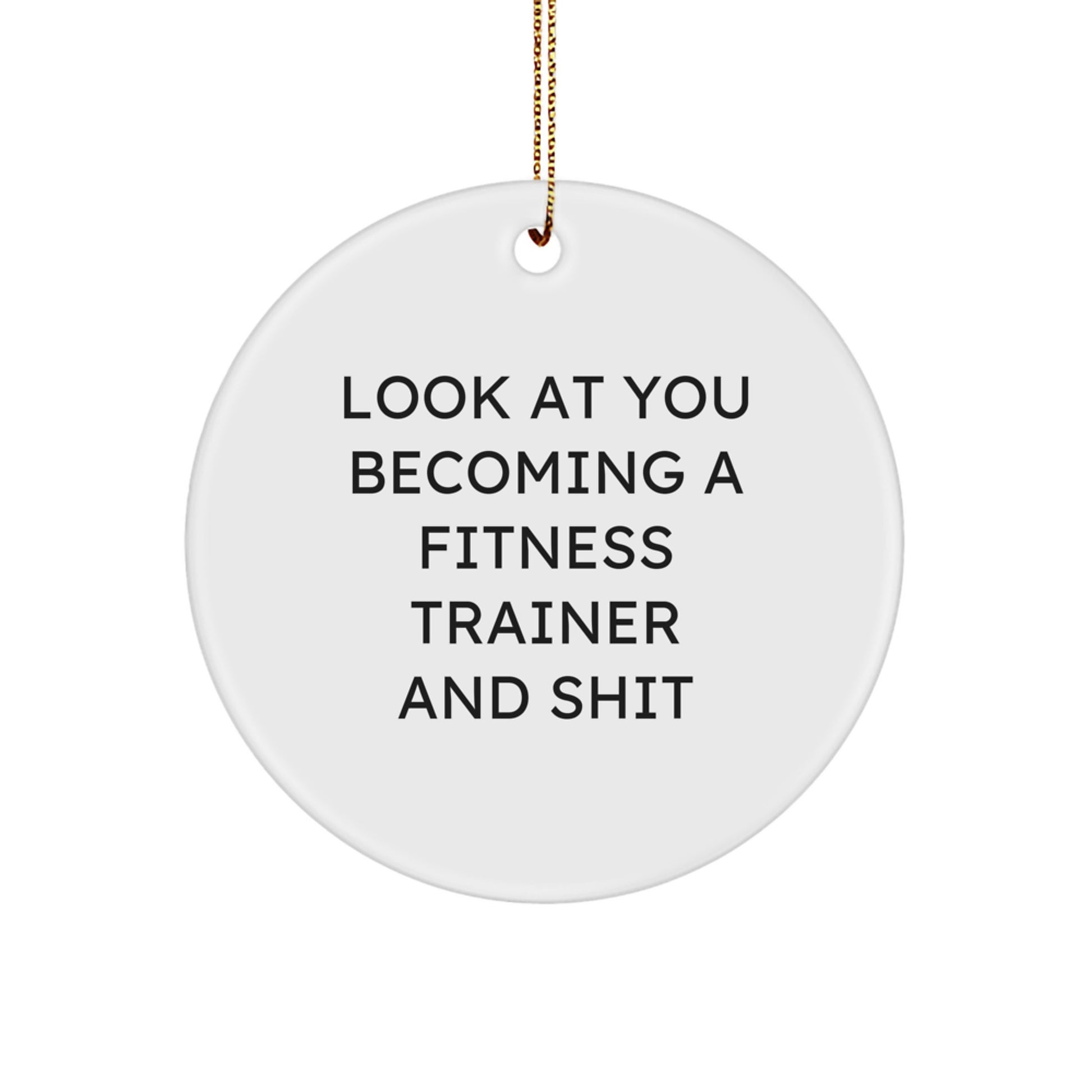 Funny Fitness Trainer Gifts for Him or Her - Circle Ornament, 'Look At You Becoming A Fitness Trainer And Shit' Quote, Christmas Unique Gifts from Friends or Family - Image 1