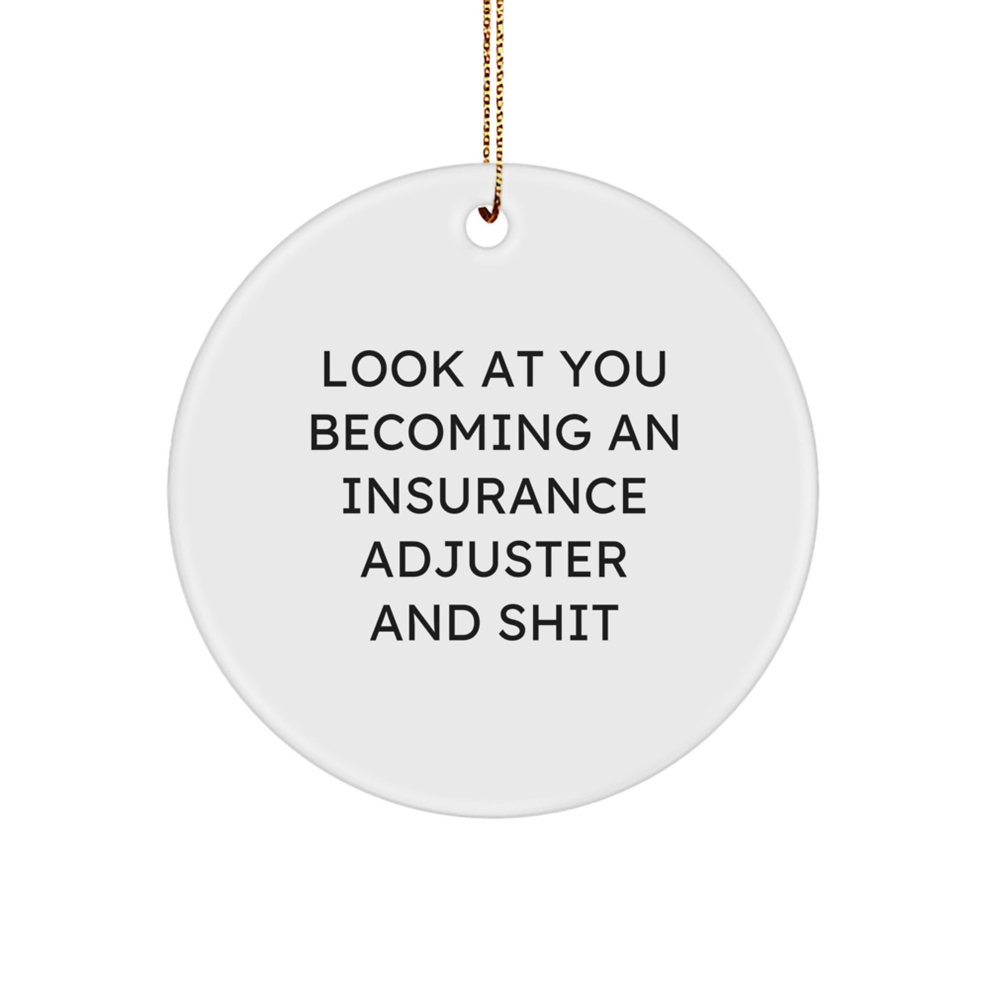 Funny Insurance Adjuster Gifts, Circle Ornament for Insurance Adjuster, Christmas Unique Gifts from Friends, 'Look At You Becoming An Insurance Adjuster And Shit' - Image 1