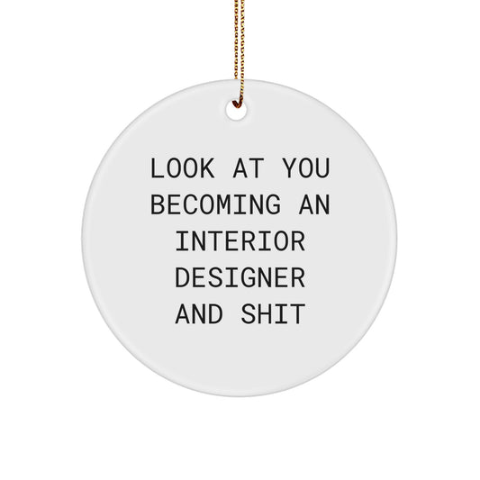 Funny Interior Designer Gifts from Men to Women, Circle Ornament for Interior Designer, Christmas Unique Presents - Image 1
