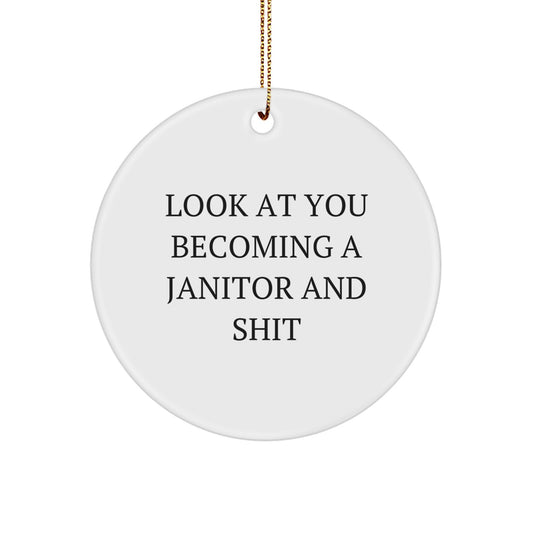 Janitor Circle Ornament Christmas Unique Gift for Coworkers Idea Funny - Image 1