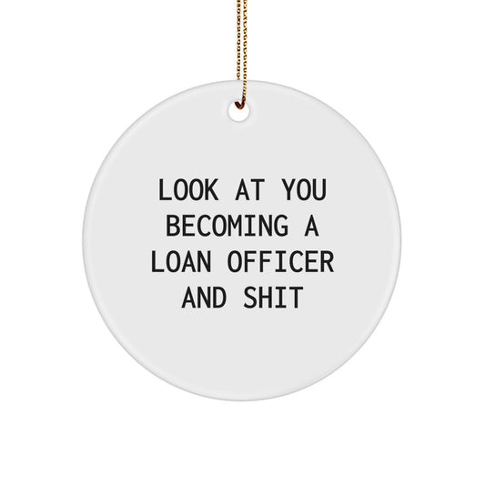 Funny Loan Officer Gifts for Men, Become a Boss Christmas Unique Ornaments from Friends, Circle Shaped Decorations for Coworkers - Image 1