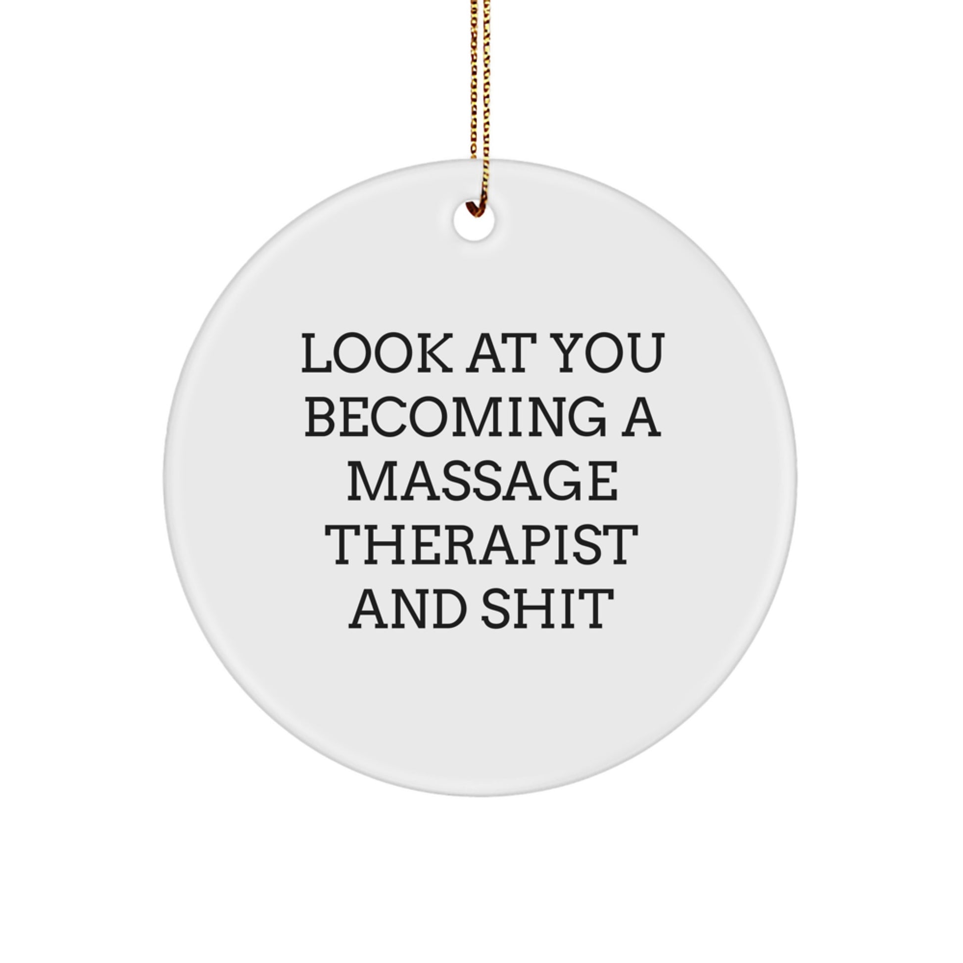 Funny Massage Therapist Gifts for Christmas - Circle Ornament with Look At You Becoming A Massage Therapist And Shit Quote, Gifts from Friends to Family - Image 1