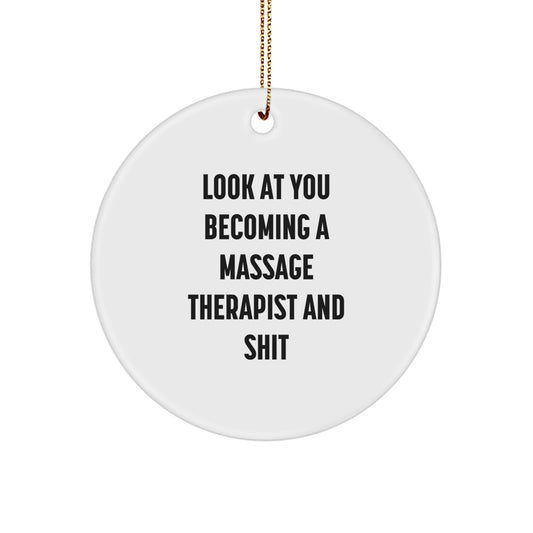 Funny Massage Therapist Circle Ornament Gifts for Him from Friends, Cute Christmas Decoration for Massage Therapist Woman, Inspirational Quote for Massage Therapist - Image 1