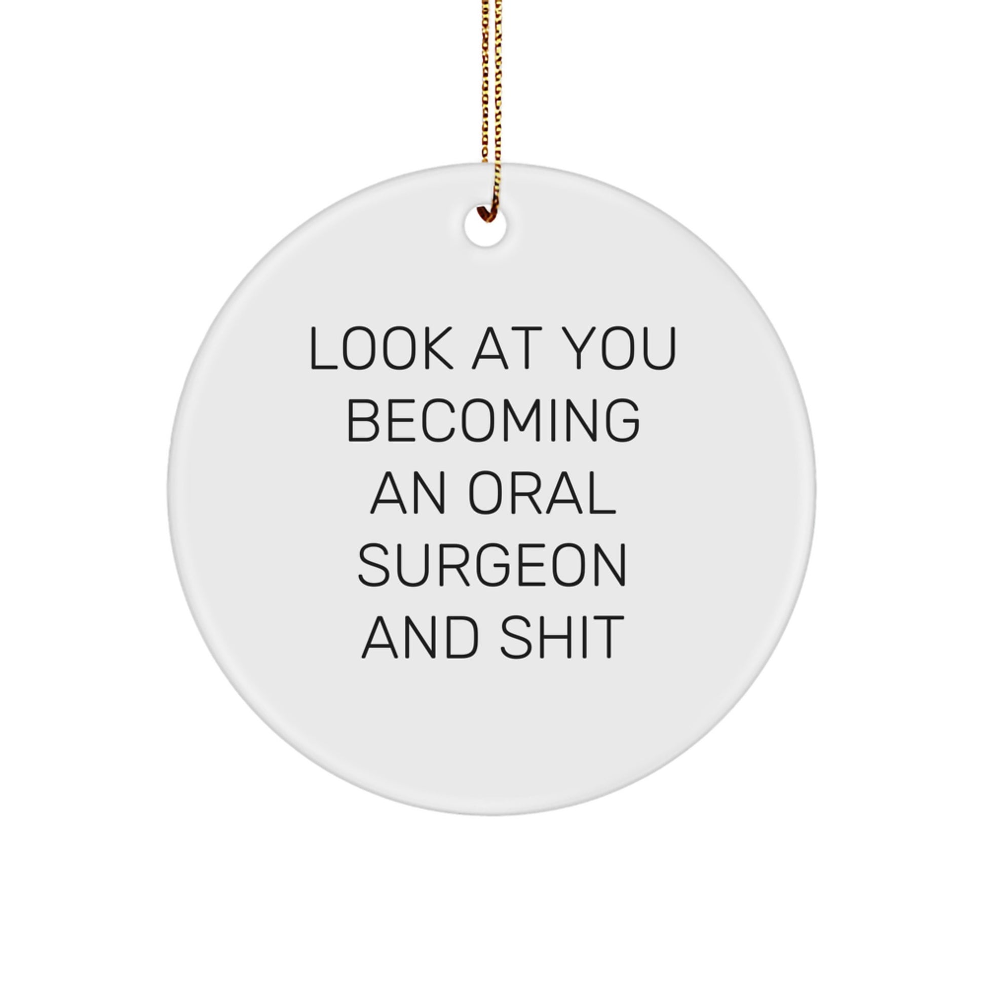 Funny Oral Surgeon Gifts for Men Women Friends Family - Circle Ornament Look At You Becoming An Oral Surgeon And Shit Merry Christmas Unique Gifts - Image 1
