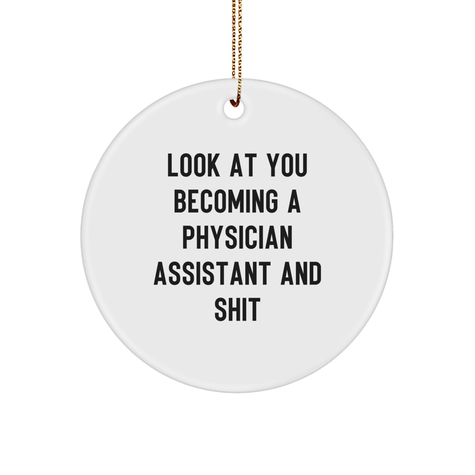 Funny Physician Assistant Gifts for Christmas - Look At You Becoming A Physician Assistant And Shit Circle Ornament from Friends - Image 1