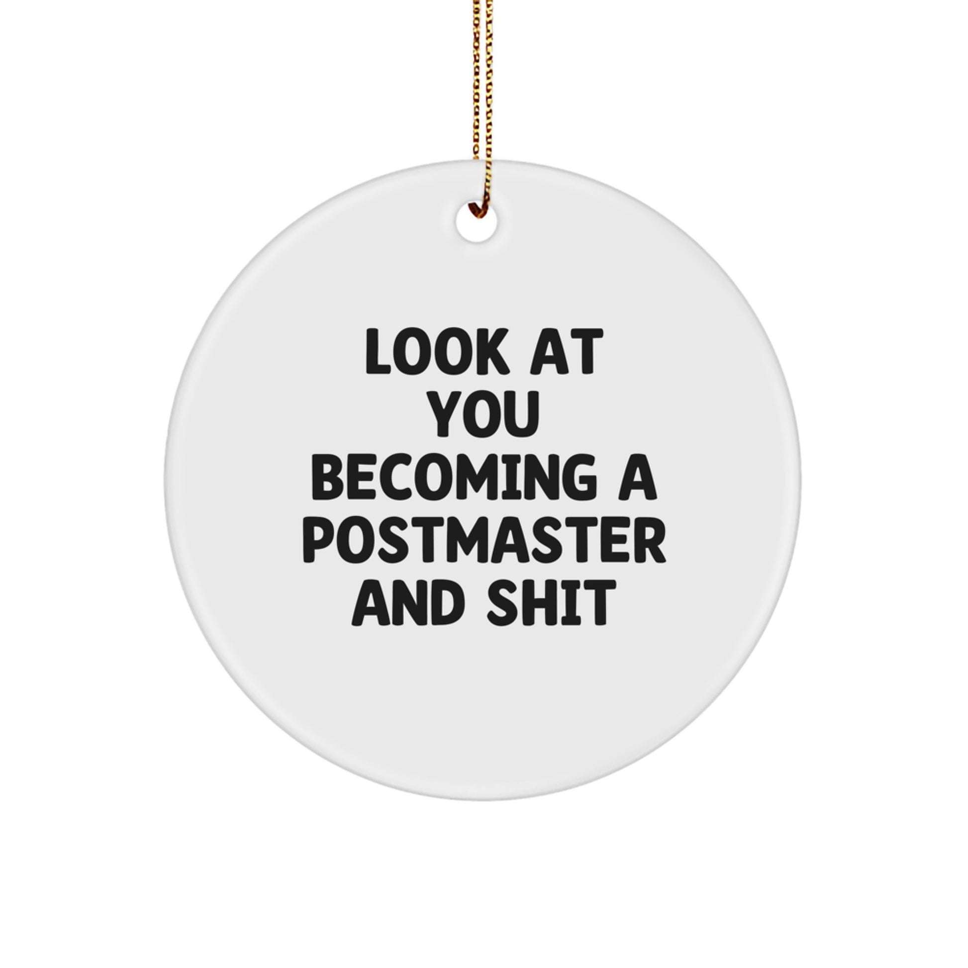 Funny Postmaster Gifts for Men - Unique Circle Ornament for Postmaster 'Look At You Becoming A Postmaster And Shit' - Christmas Unique Gifts from Friends to Family - Image 1