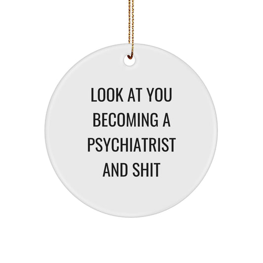 Funny Psychiatrist Christmas Circle Ornament Gifts from Friends to Men Women Family Coworkers - Image 1