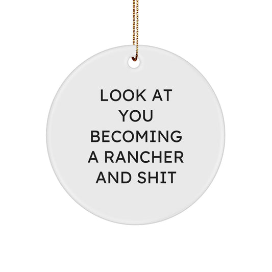 Funny Rancher Circle Ornament, Gifts for Rancher Friends, Unique Christmas Unique Gifts from Men to Family - Image 1