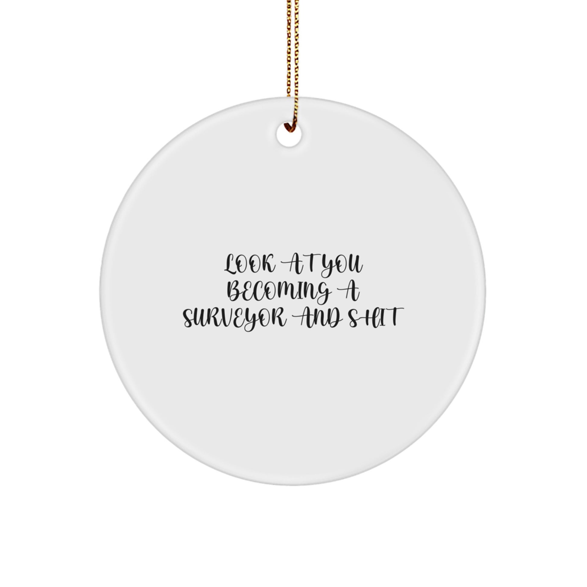 Funny Surveyor Gifts for Him, Unique Circle Ornament Look At You Becoming A Surveyor And Shit, Christmas Memorable Presents from Friends - Image 1