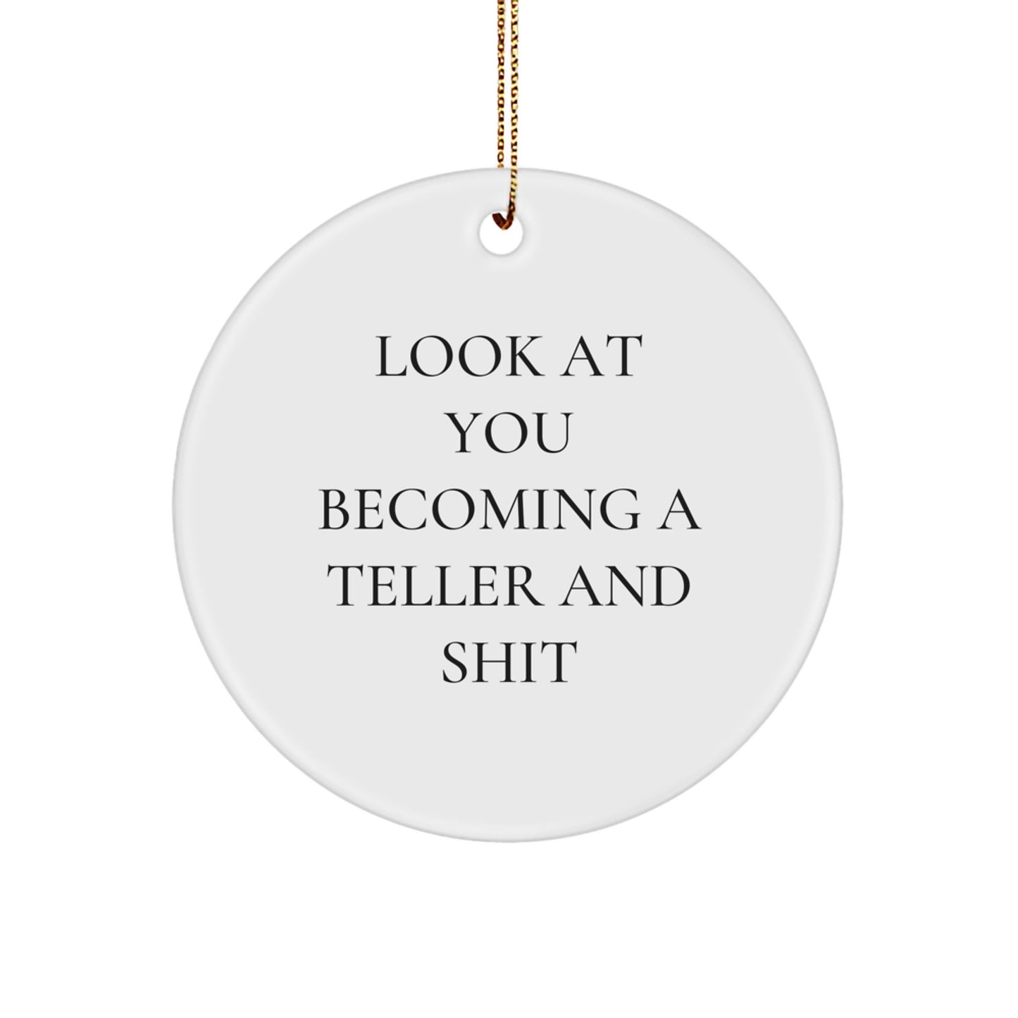 Funny Teller Circle Ornament, Gifts from Friends for Teller, White Circle Shaped Christmas Unique Gifts - Image 1