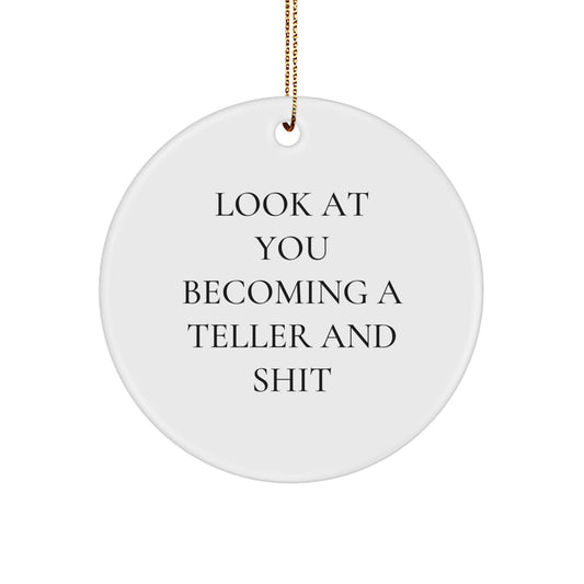 Funny Teller Circle Ornament, Gifts from Friends for Teller, White Circle Shaped Christmas Unique Gifts - Image 1