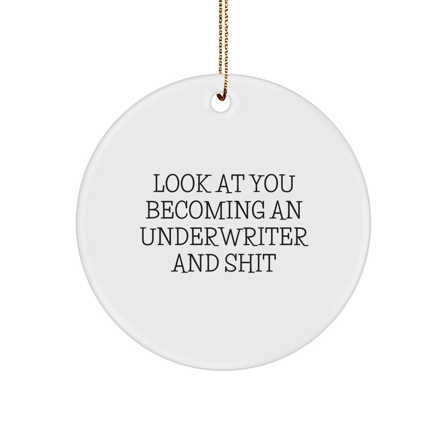 Funny Underwriter Gifts for Men, Unique Circle Ornament 'Look At You Becoming An Underwriter And Shit', Christmas Decorations - Image 1