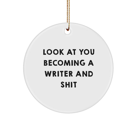 Funny Writer Circle Ornament, Gifts from Family to Writer Friends, Unique Christmas Unique Gifts for Writer Men Women Coworkers - Image 1