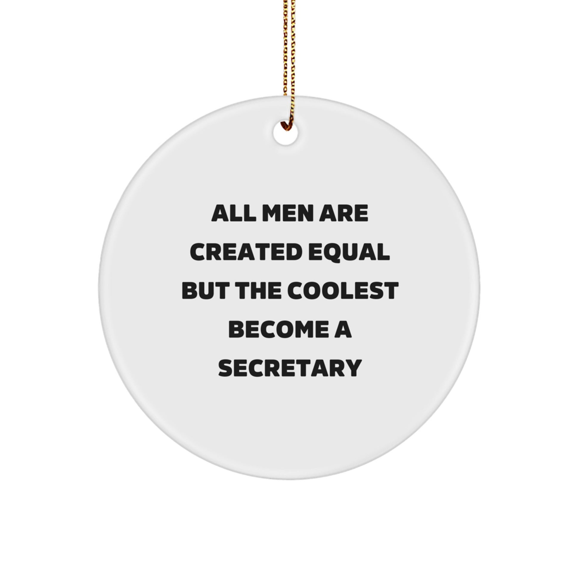 Funny Secretary Gifts from Men, Inspirational Quotes Circle Ornaments for Secretary, Christmas Unique Gifts for Coworkers, Friends, Family - Image 1