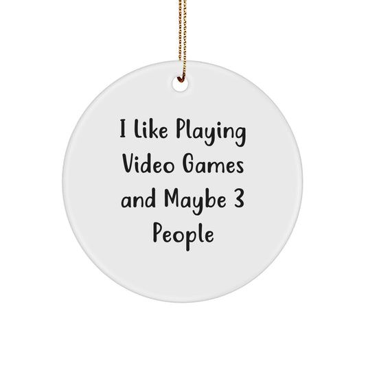 Funny Circle Ornament for Playing Video Games Enthusiasts Gifts from Friends, Coworkers, Family - Playing Video Games Christmas Unique Gifts - Image 1