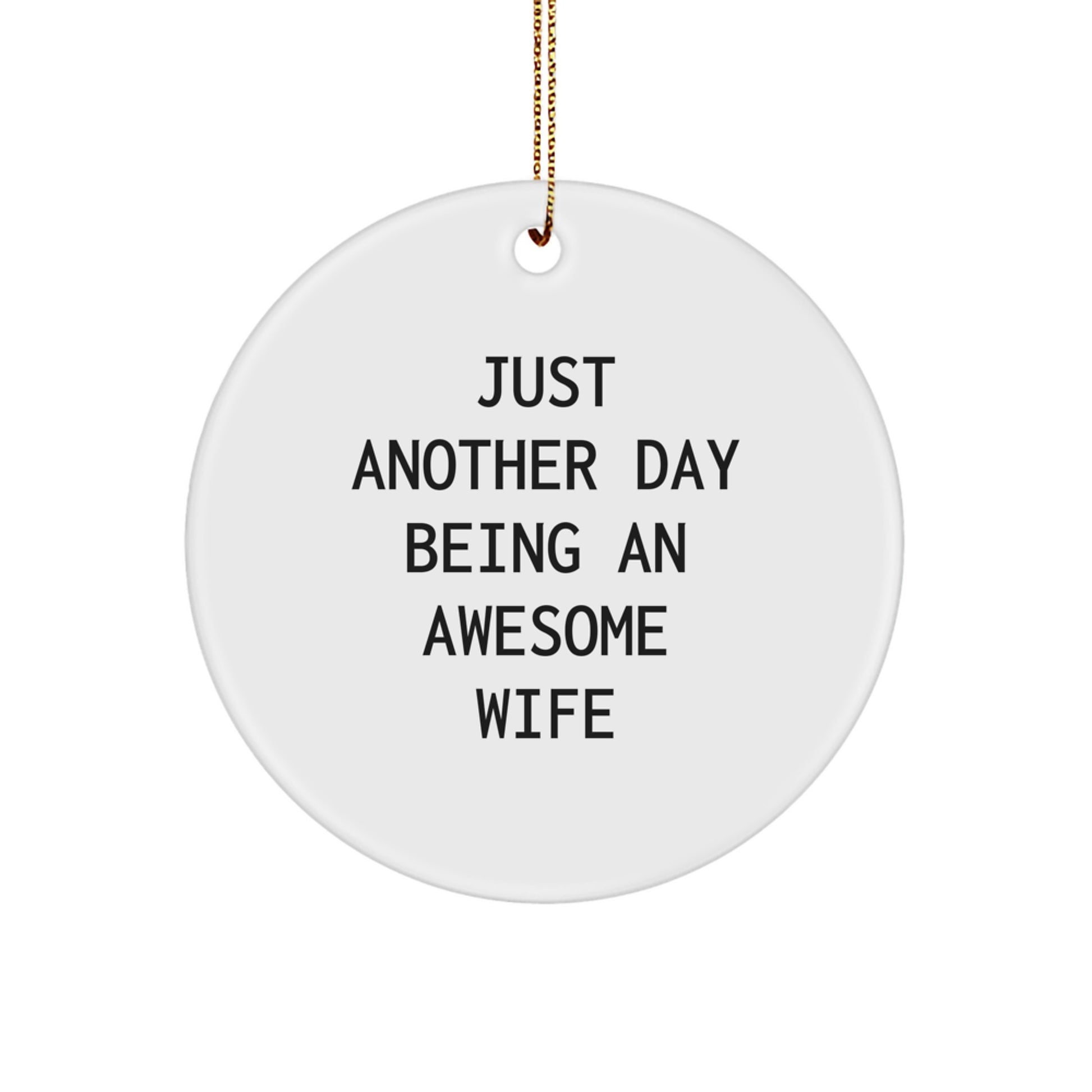 Funny Wife Gifts for Her, Christmas Unique Circle Ornament 'Just Another Day Being An Awesome Wife', Gifts from Husband - Image 1