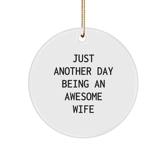 Funny Wife Gifts for Her, Christmas Unique Circle Ornament 'Just Another Day Being An Awesome Wife', Gifts from Husband - Image 1